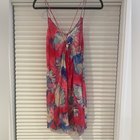 Anthropology slip mini dress with floral beachy pattern. - Picture 2 of 2